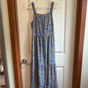 Jessica Simpson Blue Floral Maxi Sundress with Yellow Accents - Small